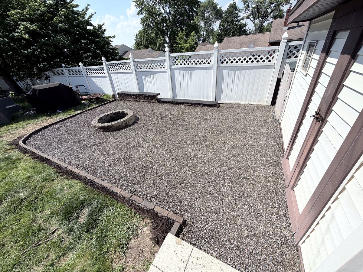 Gravel fire pit patio by CNI Western in Montgomery County, PA